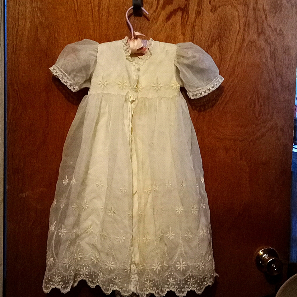 Vintage IVORY/AGED Baptism Christening Gown for Girls